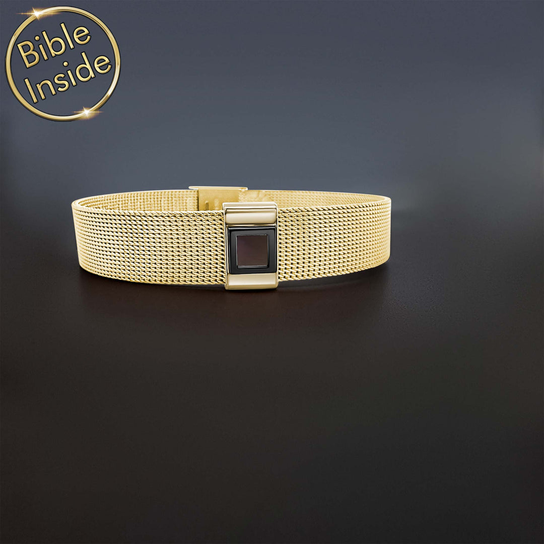 Valentine gift idea for him masculine Christian jewelry bracelet with nano chip.