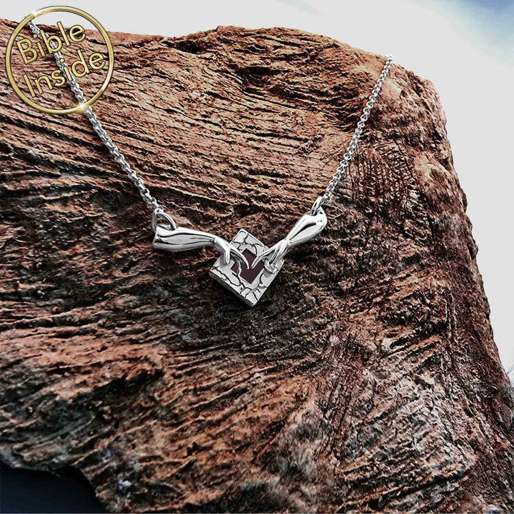 Best gift ideas for Valentine's day Christian necklace, highly polished Genesis symbol pendant for women.