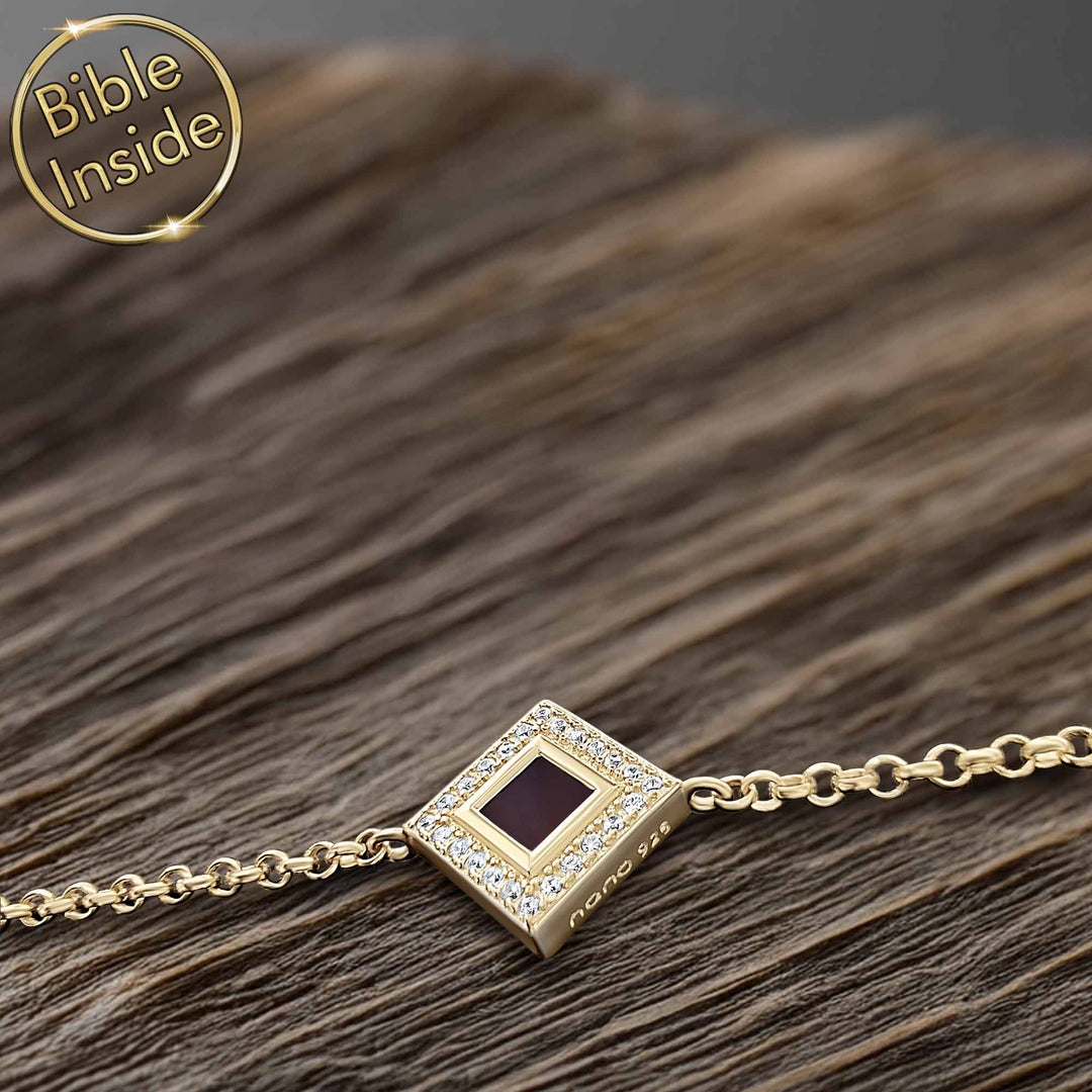Women's cute Valentine's Day gift idea – rhombus pendant with scripture inside