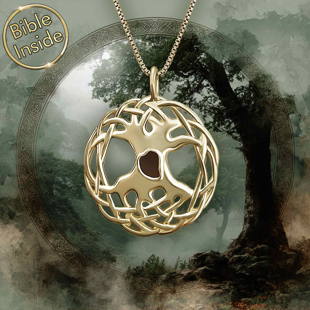 Gold tree of life pendant, cute Valentine's Day gift idea for Christian women