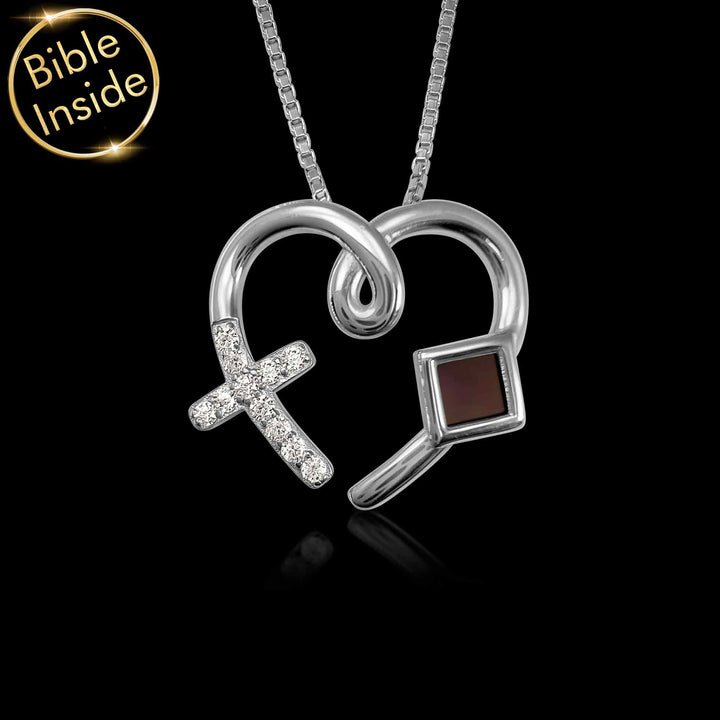 Minimalist cross pendant with Nano Bible – Biblical piece, best gift ideas for Valentine's Day