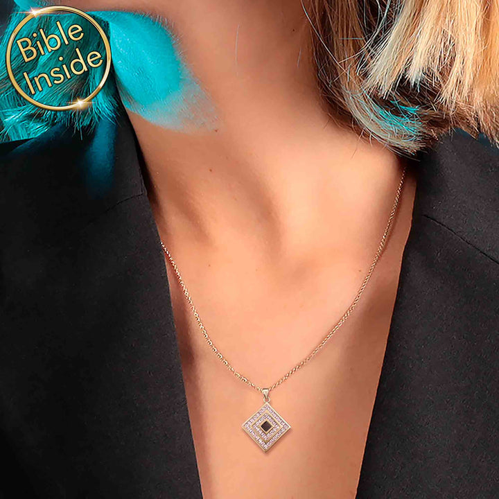 Idea for Valentines day present stylish nano Bible necklace for everyday wear