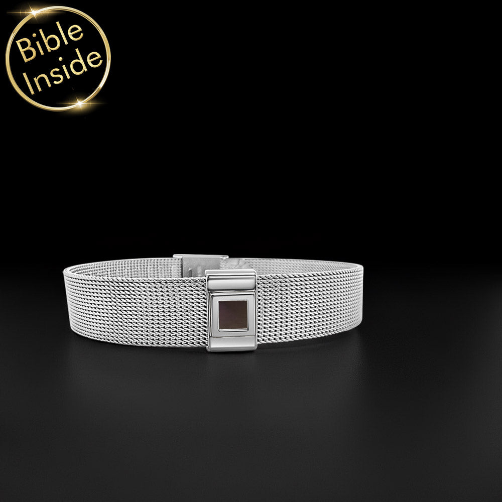 Gift idea for boyfriend Valentine day stainless steel bracelet silver