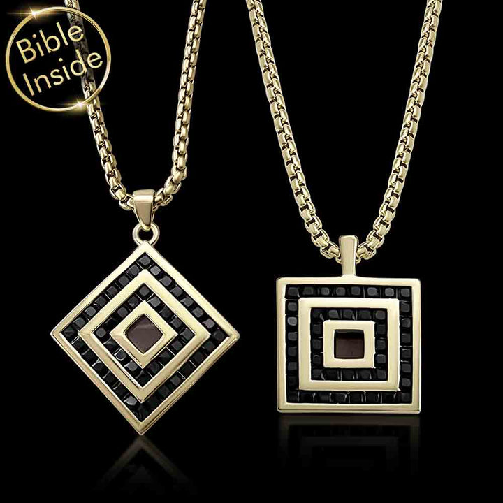 Valentine gift idea for him men’s necklace with tiny Bible chip