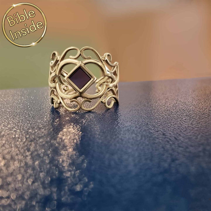 Valentine ring for women eco-friendly nano Bible jewelry