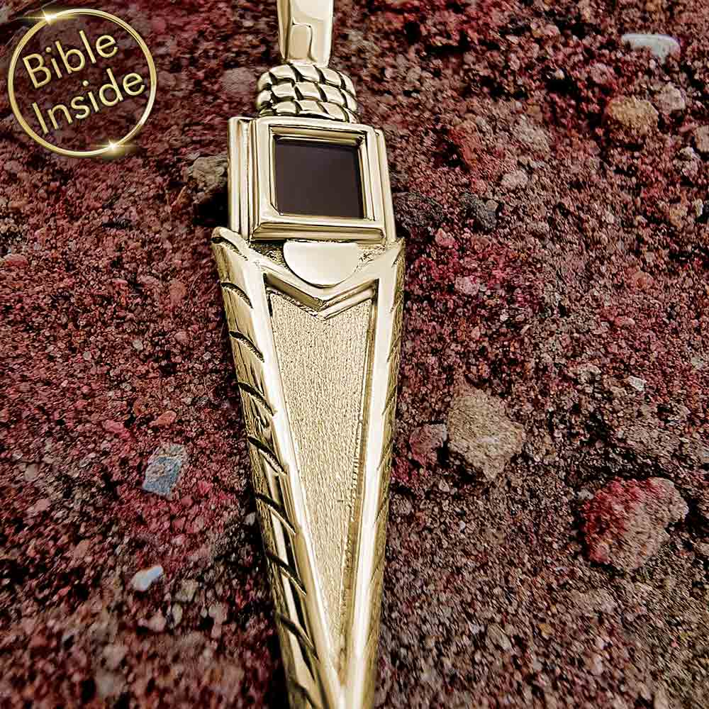 High-tech micro Bible arrow necklace, modern Valentine gift for husband