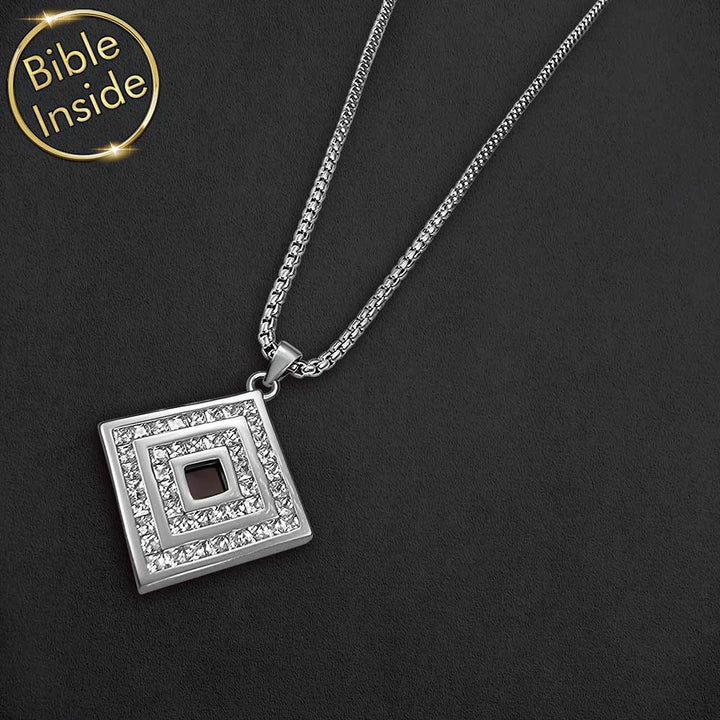 Minimalist Valentine gift for me necklace with nano Bible for women