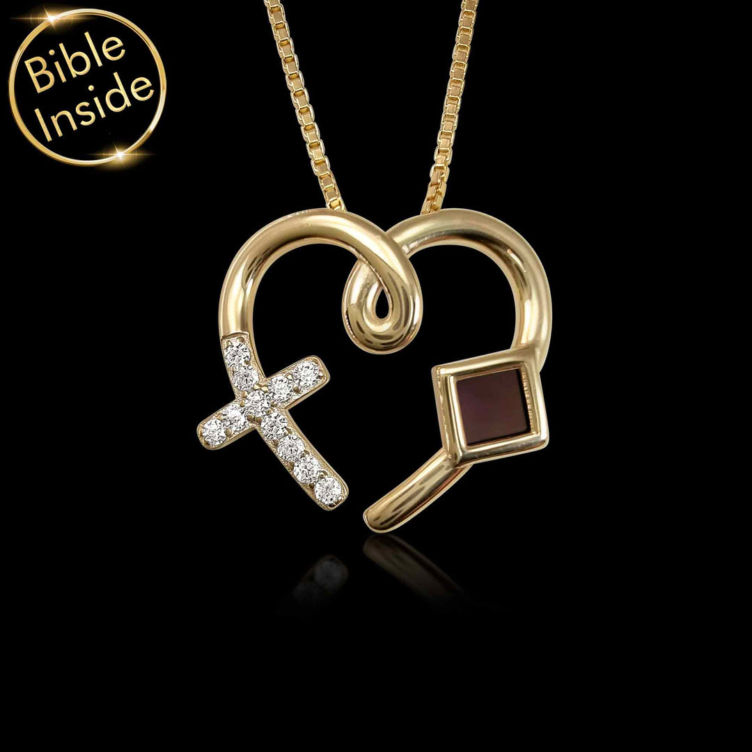 Valentine romantic idea – love cross necklace with miniature Bible inside, best gift ideas for Valentine's Day