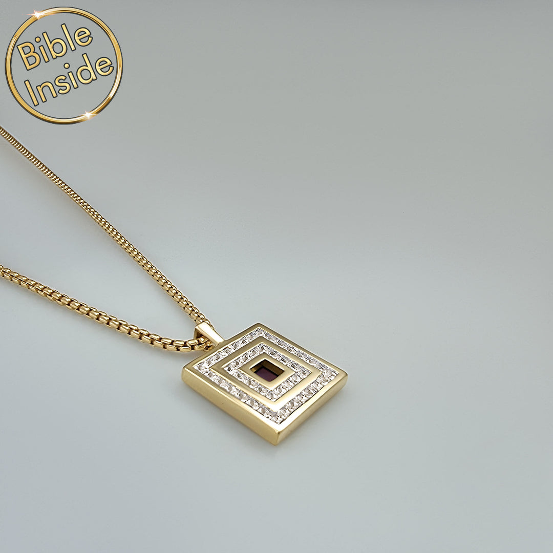 Modern Christian necklace with nano Bible, heartfelt Valentine's present for friend