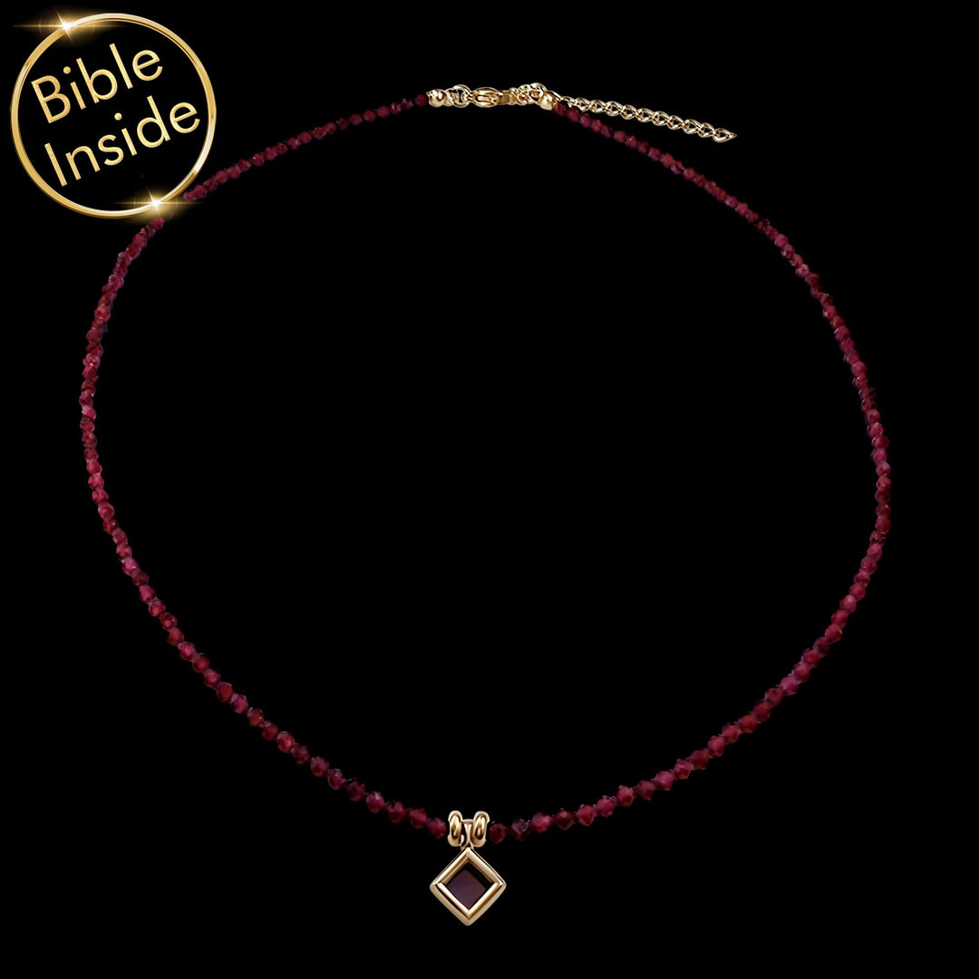 Nano Bible rhombus necklace, meaningful Christian Valentine's gift idea for her
