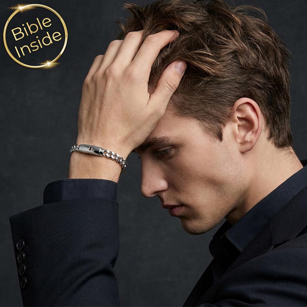 Valentine's day gift idea for boyfriend – minimalist Christian men's bracelet