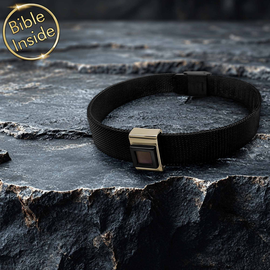 Christian bracelet Gift idea for boyfriend Valentine Day sleek rectangle design
