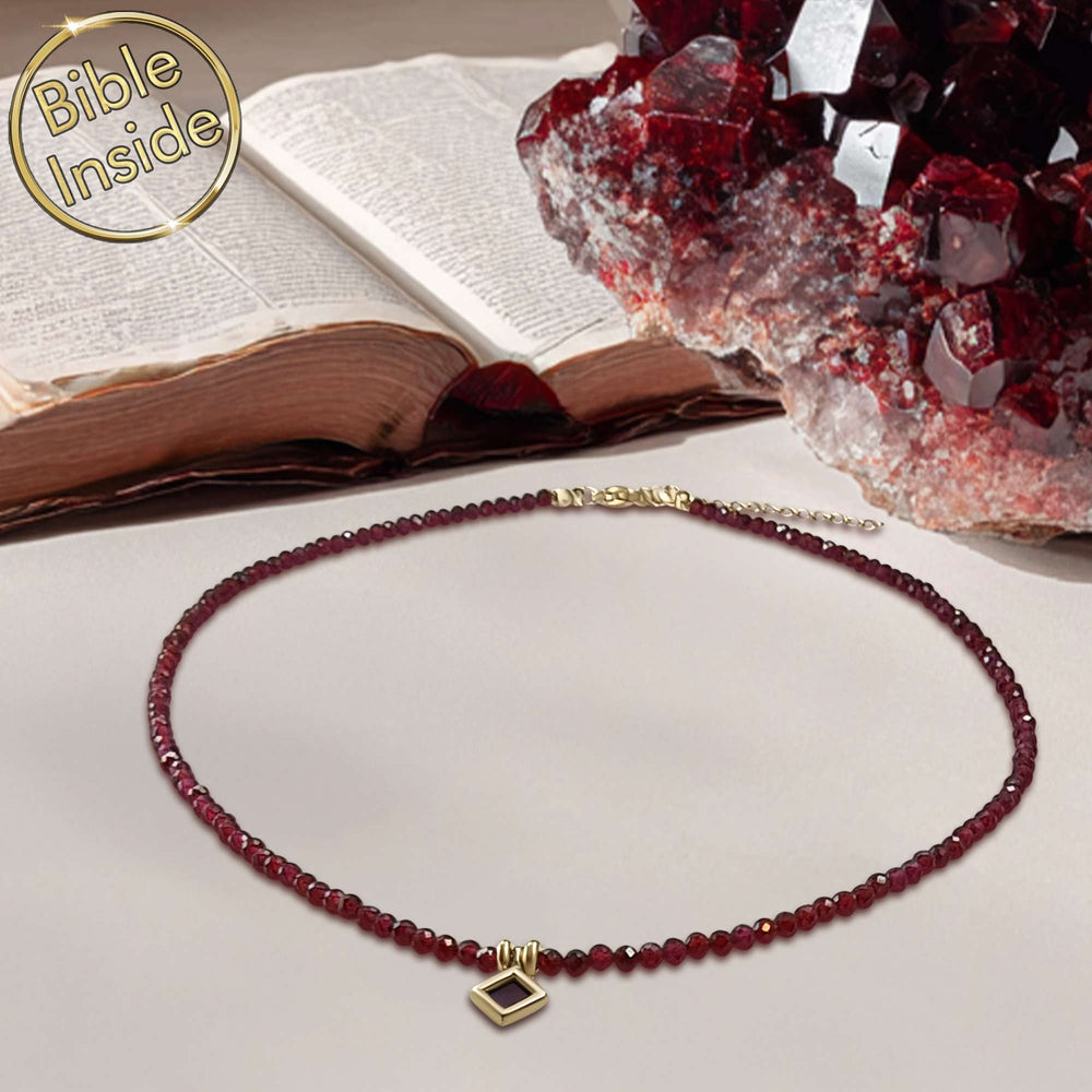Idea for Valentine's day gift garnet pendant with nano Bible, cute valentines day ideas