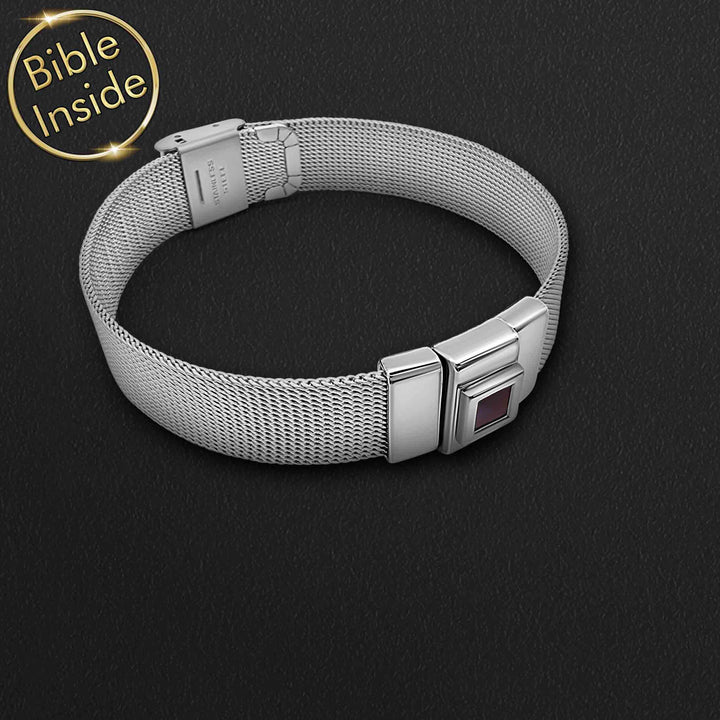 Cool valentine's day gift idea black Knox-3 bracelet for men, New Testament inside