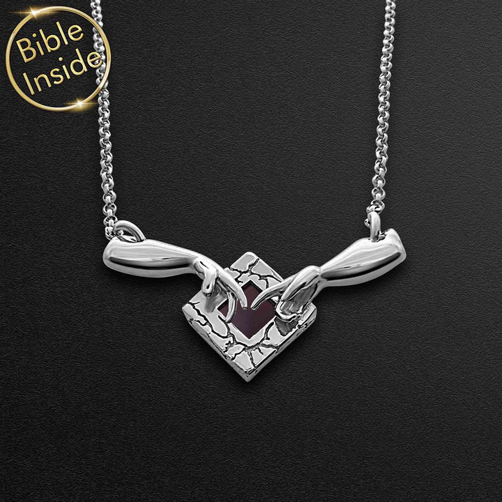 Best gift ideas for Valentine's day necklace with New Testament chip, eco-friendly Christian jewelry look.