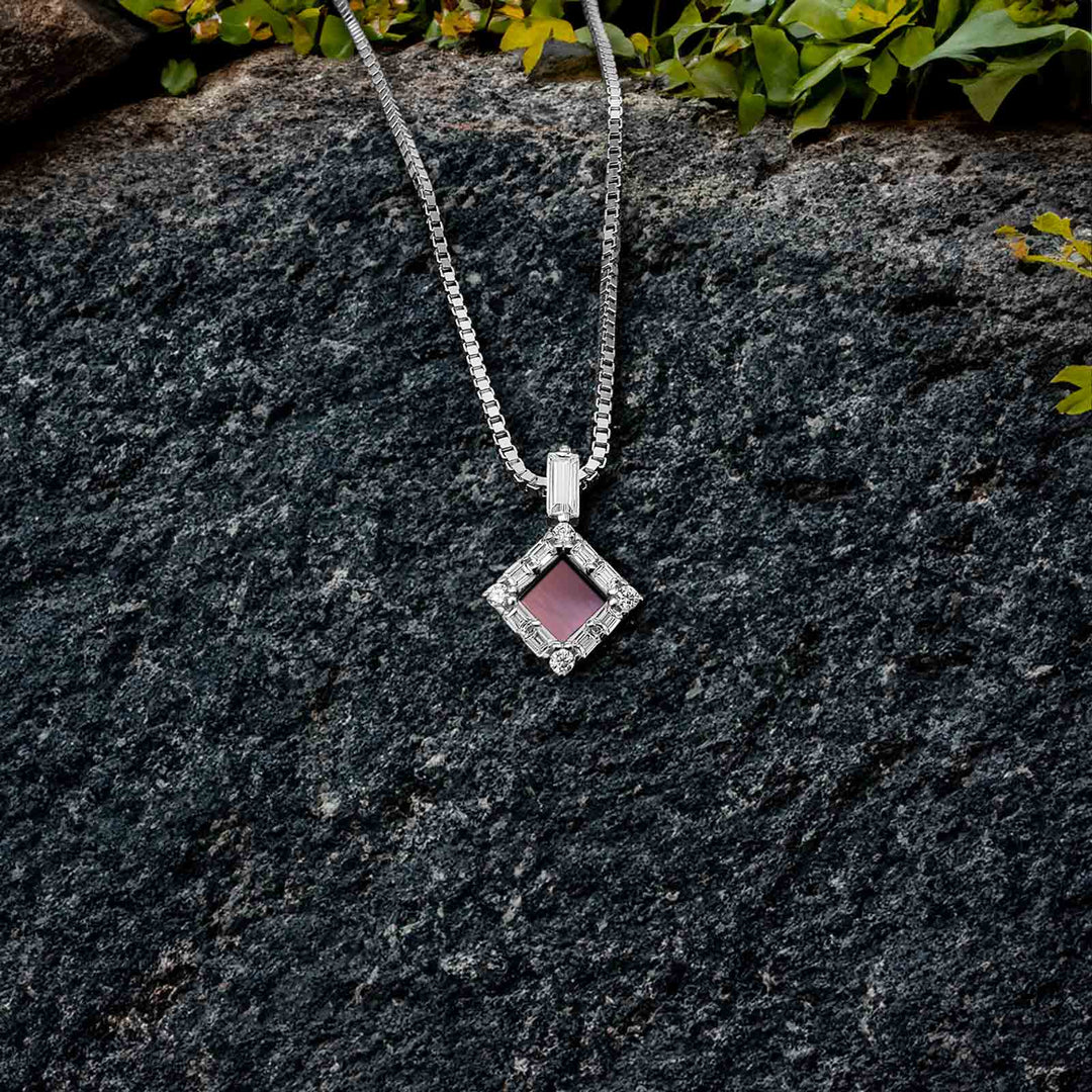 Rhombus Nano Bible necklace with CZ stones, cute Valentine's day gift for friend.
