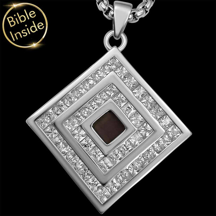Women's Christian valentine present – square Bible necklace gift