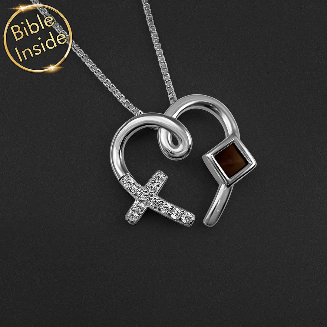 Valentine gift for girlfriend – heart necklace with complete New Testament