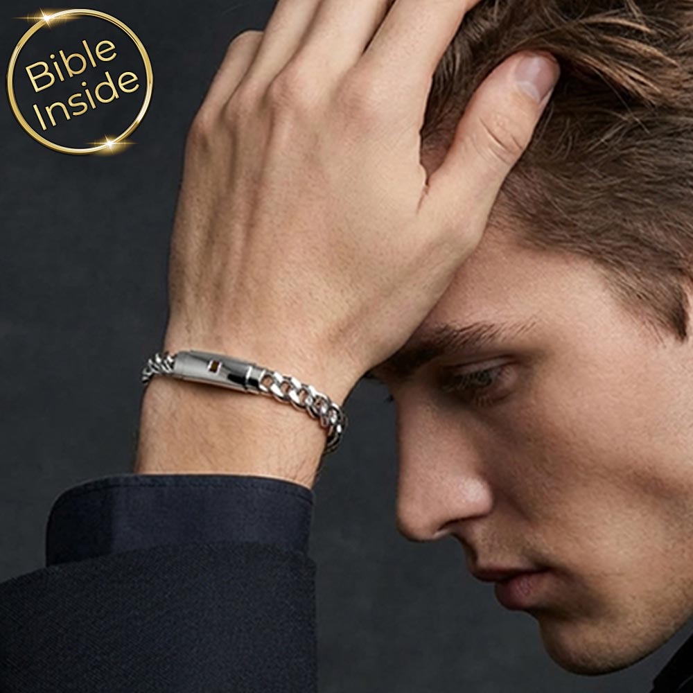 Tiny Bible bracelet for men – water resistant stainless steel design