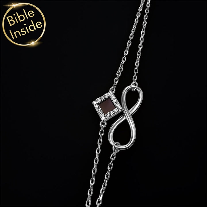 Women's jewelry with silver infinity symbol, everyday faith-inspired design