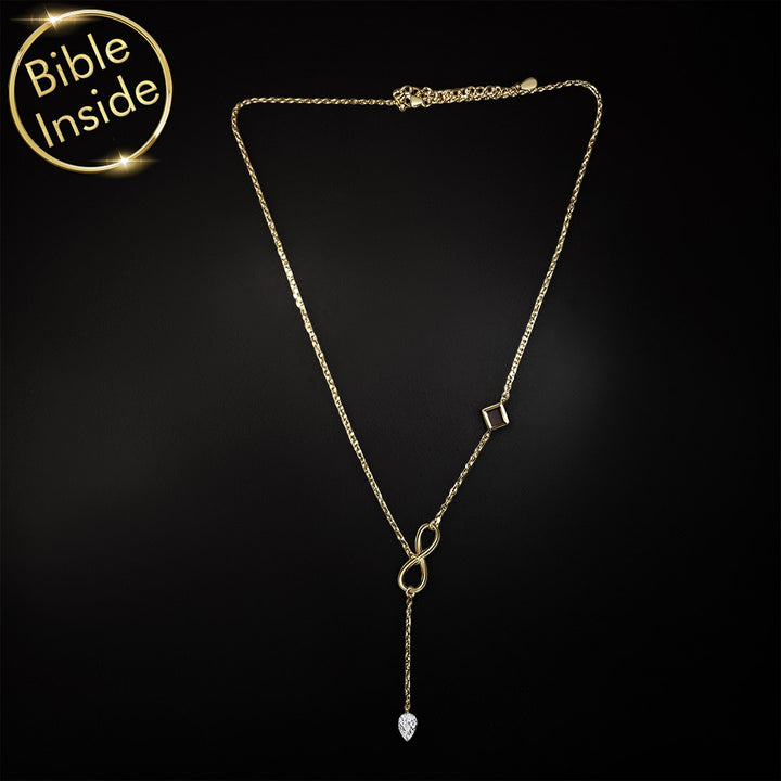 Girls' scripture necklace with polished gold pendant