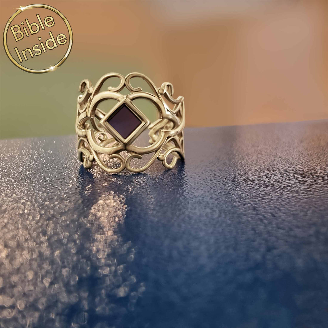 Nano Bible chip Christian ring - My Nano Jewelry's feminine spiritual design