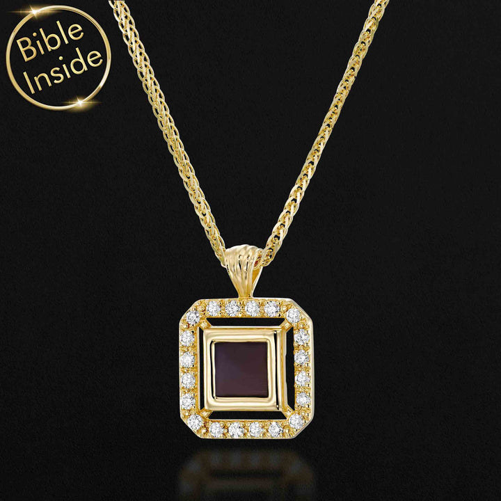 Minimalist jewelry for women Diana lariat gold nano Bible pendant