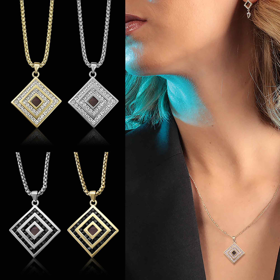 Women's jewelry square necklace with nano Bible – minimalist Christian pendant