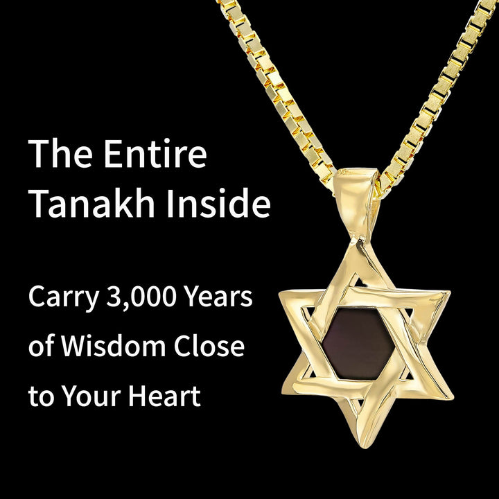 Women's jewelry Star of David pendant in gold with Christian scripture