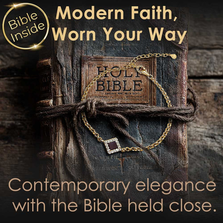 Women's jewelry gifts – elegant rhombus bracelet with micro Bible technology