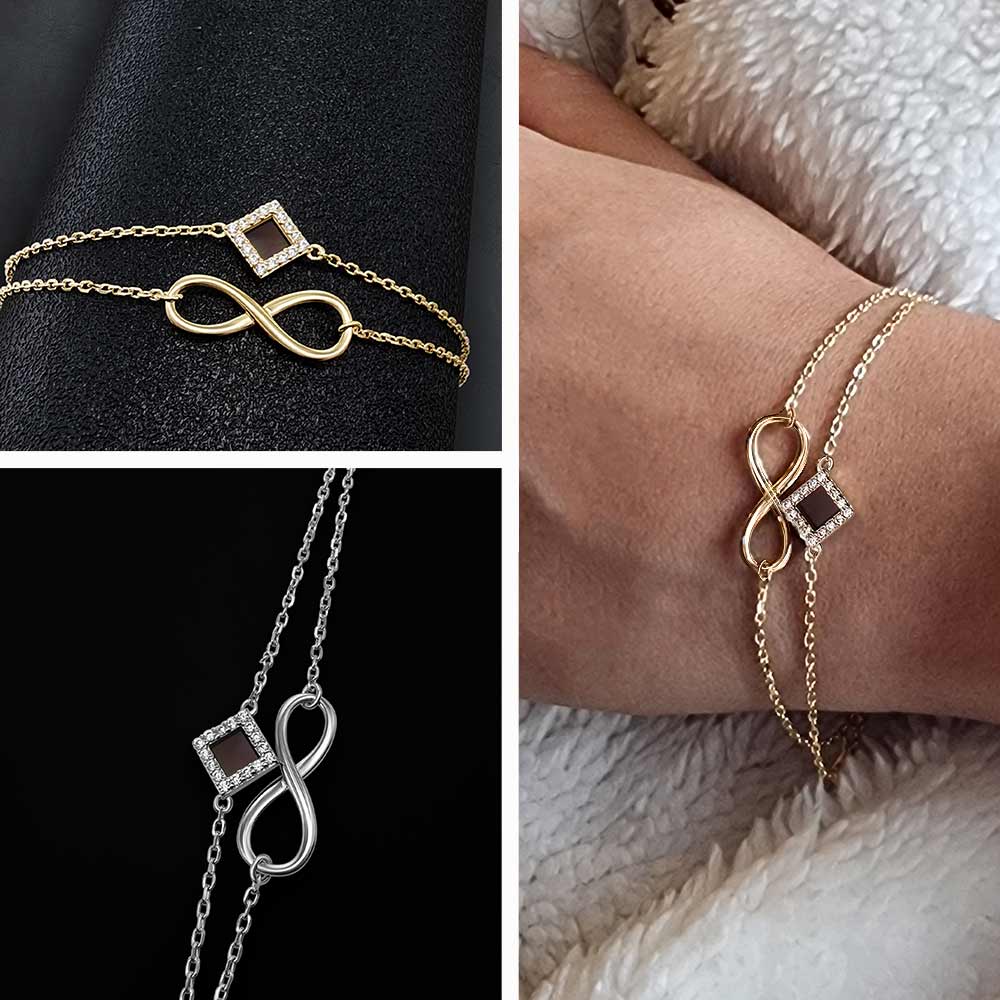 Womens Christian jewelry infinity bracelet with nano Bible chip